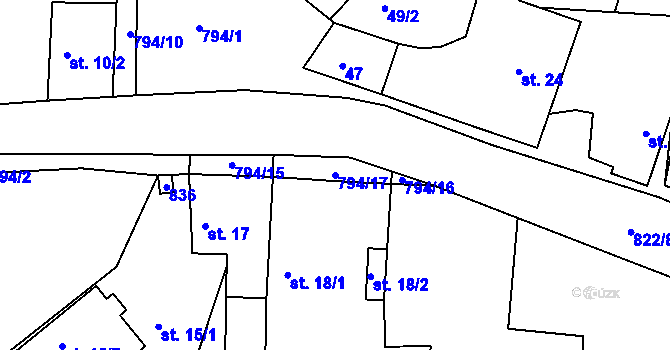 Parcela st. 794/17 v KÚ Nenačovice, Katastrální mapa
