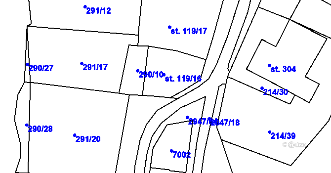 Parcela st. 119/16 v KÚ Nenkovice, Katastrální mapa