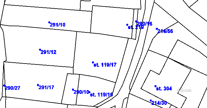 Parcela st. 119/17 v KÚ Nenkovice, Katastrální mapa