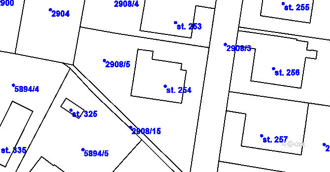 Parcela st. 254 v KÚ Nenkovice, Katastrální mapa