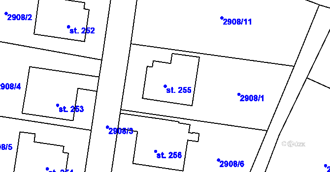 Parcela st. 255 v KÚ Nenkovice, Katastrální mapa