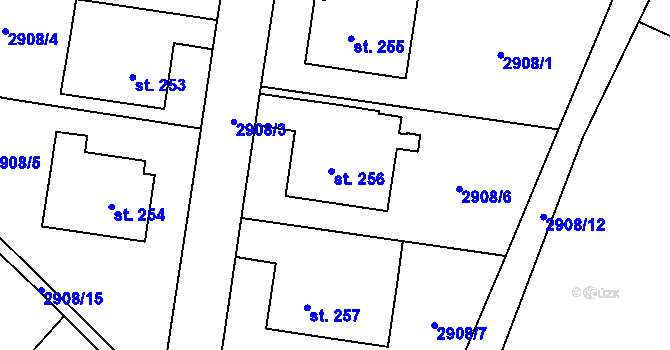 Parcela st. 256 v KÚ Nenkovice, Katastrální mapa