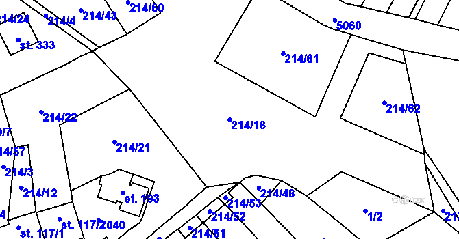Parcela st. 214/18 v KÚ Nenkovice, Katastrální mapa