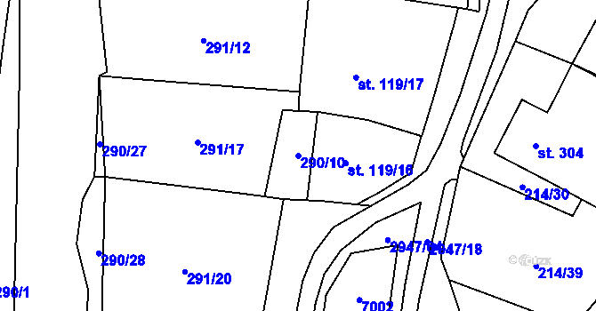 Parcela st. 290/10 v KÚ Nenkovice, Katastrální mapa