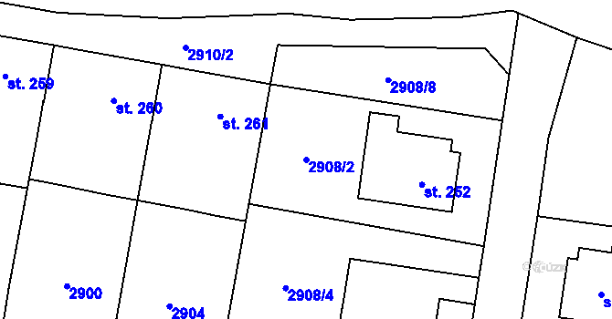 Parcela st. 2908/2 v KÚ Nenkovice, Katastrální mapa