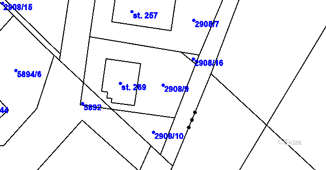 Parcela st. 2908/9 v KÚ Nenkovice, Katastrální mapa