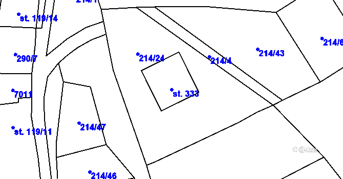 Parcela st. 333 v KÚ Nenkovice, Katastrální mapa