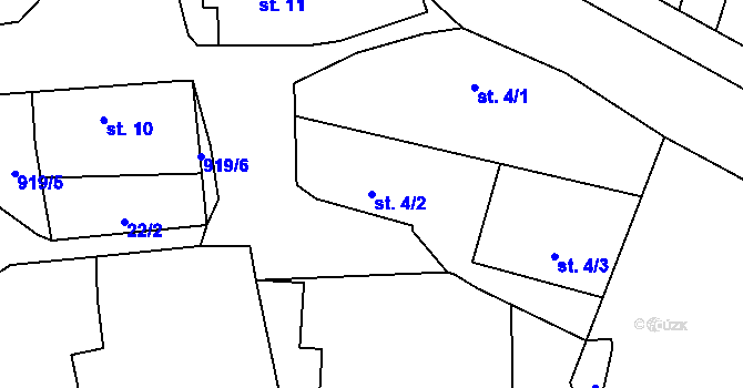 Parcela st. 4/2 v KÚ Nepasice, Katastrální mapa