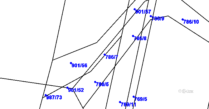 Parcela st. 786/7 v KÚ Nepasice, Katastrální mapa