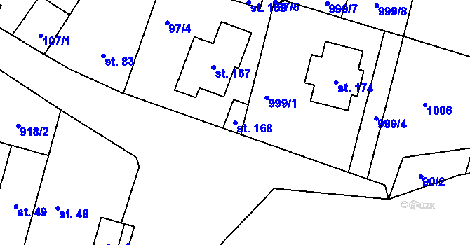 Parcela st. 168 v KÚ Nepasice, Katastrální mapa