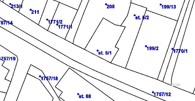 Parcela st. 5/1 v KÚ Neplachov, Katastrální mapa