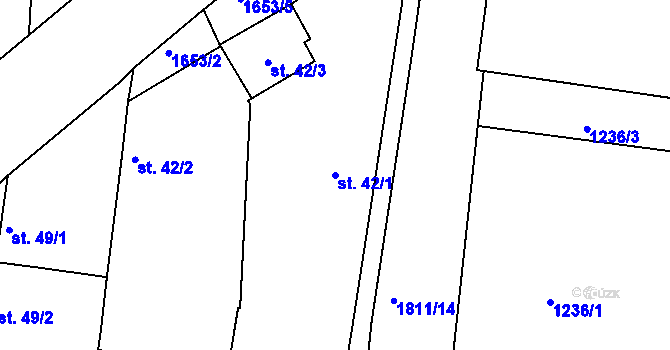Parcela st. 42/1 v KÚ Neplachov, Katastrální mapa