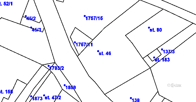 Parcela st. 46 v KÚ Neplachov, Katastrální mapa