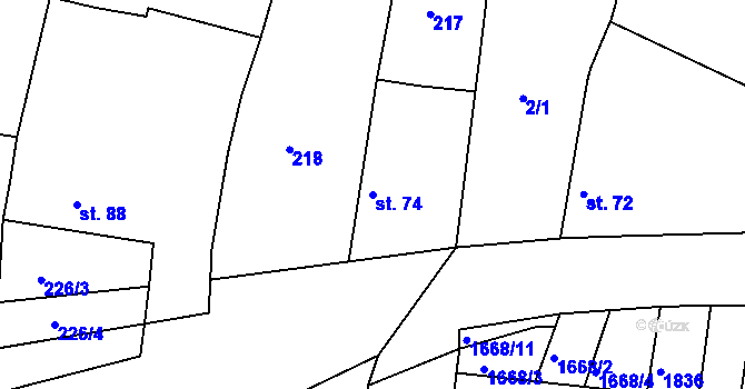 Parcela st. 74 v KÚ Neplachov, Katastrální mapa