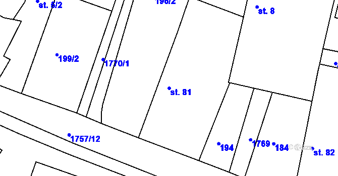 Parcela st. 81 v KÚ Neplachov, Katastrální mapa