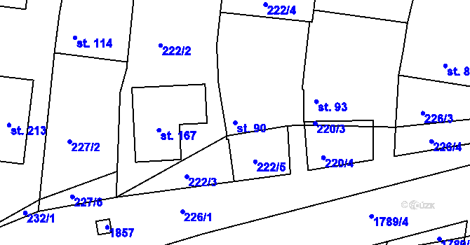 Parcela st. 90 v KÚ Neplachov, Katastrální mapa