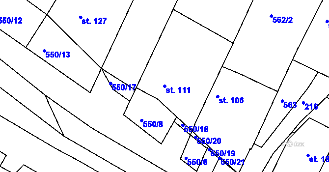 Parcela st. 111 v KÚ Neplachov, Katastrální mapa