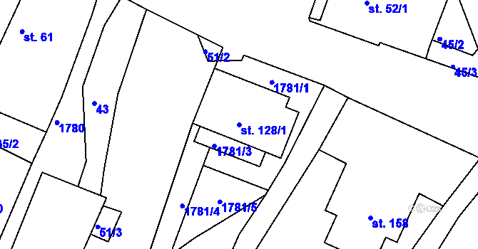 Parcela st. 128/1 v KÚ Neplachov, Katastrální mapa