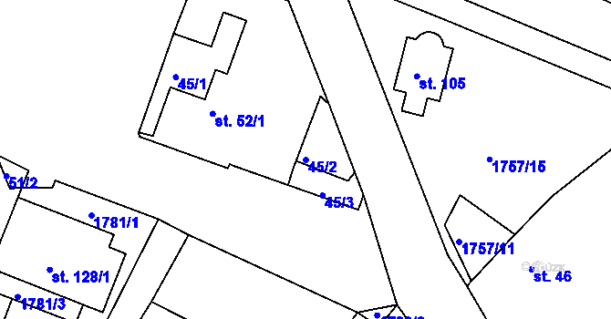 Parcela st. 45/2 v KÚ Neplachov, Katastrální mapa