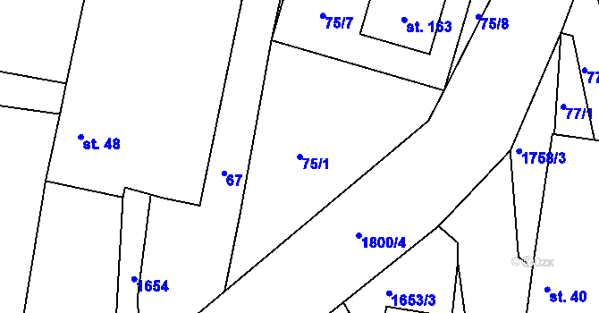 Parcela st. 75/1 v KÚ Neplachov, Katastrální mapa