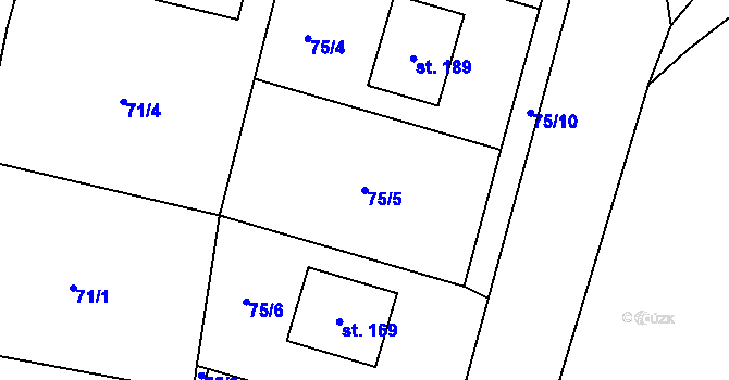 Parcela st. 75/5 v KÚ Neplachov, Katastrální mapa
