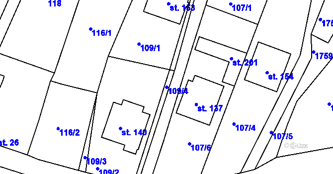 Parcela st. 109/4 v KÚ Neplachov, Katastrální mapa