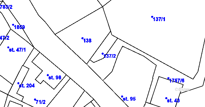 Parcela st. 137/2 v KÚ Neplachov, Katastrální mapa