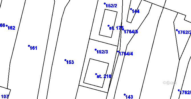 Parcela st. 152/3 v KÚ Neplachov, Katastrální mapa