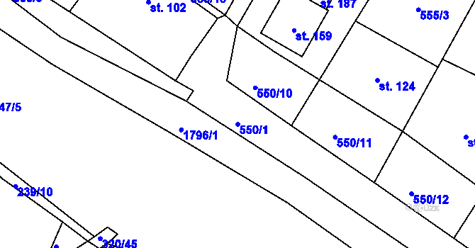 Parcela st. 550/1 v KÚ Neplachov, Katastrální mapa