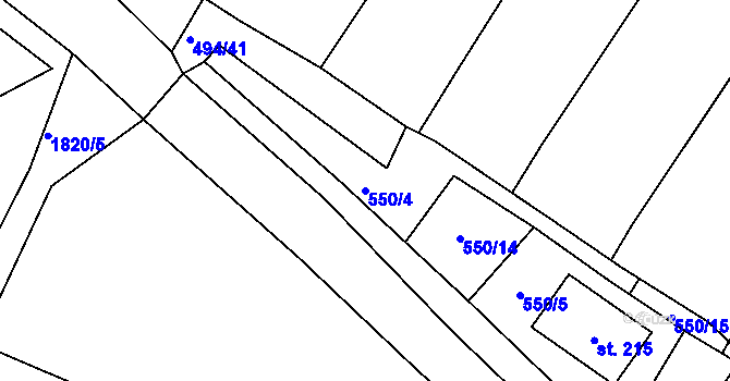 Parcela st. 550/4 v KÚ Neplachov, Katastrální mapa