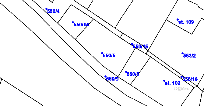 Parcela st. 550/5 v KÚ Neplachov, Katastrální mapa