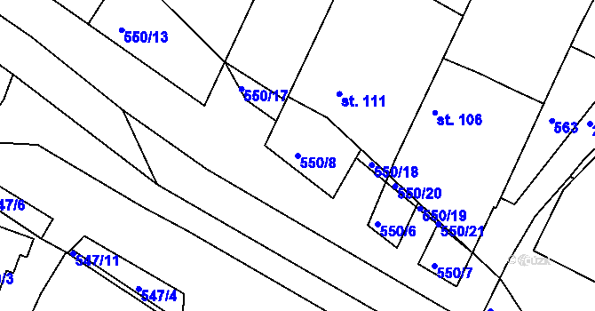 Parcela st. 550/8 v KÚ Neplachov, Katastrální mapa