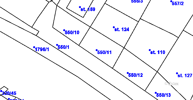 Parcela st. 550/11 v KÚ Neplachov, Katastrální mapa