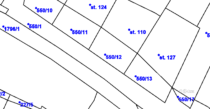Parcela st. 550/12 v KÚ Neplachov, Katastrální mapa