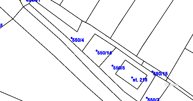 Parcela st. 550/14 v KÚ Neplachov, Katastrální mapa
