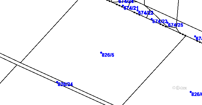 Parcela st. 826/5 v KÚ Neplachov, Katastrální mapa