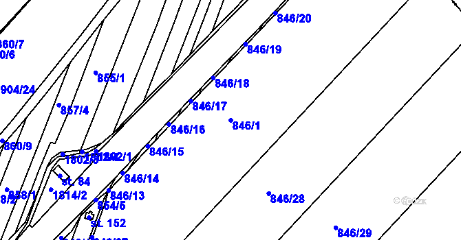 Parcela st. 846/1 v KÚ Neplachov, Katastrální mapa