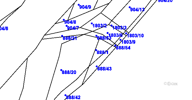 Parcela st. 888/1 v KÚ Neplachov, Katastrální mapa