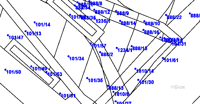 Parcela st. 888/2 v KÚ Neplachov, Katastrální mapa