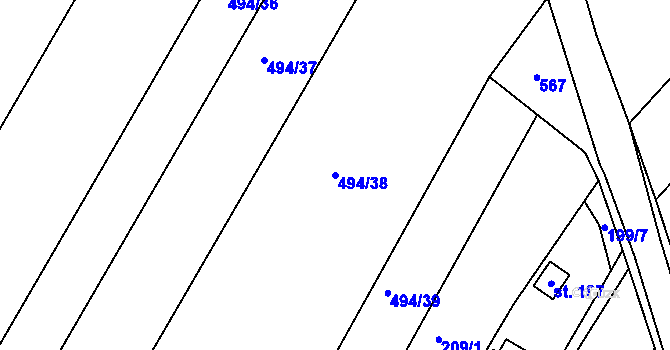 Parcela st. 494/38 v KÚ Neplachov, Katastrální mapa