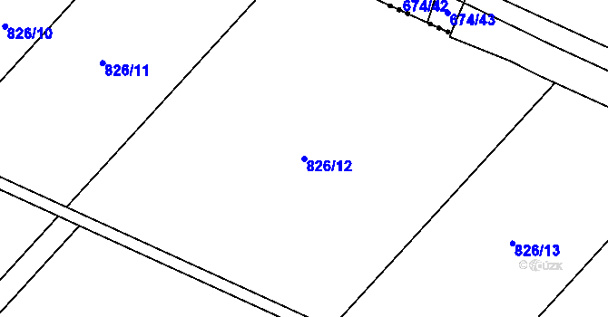 Parcela st. 826/12 v KÚ Neplachov, Katastrální mapa