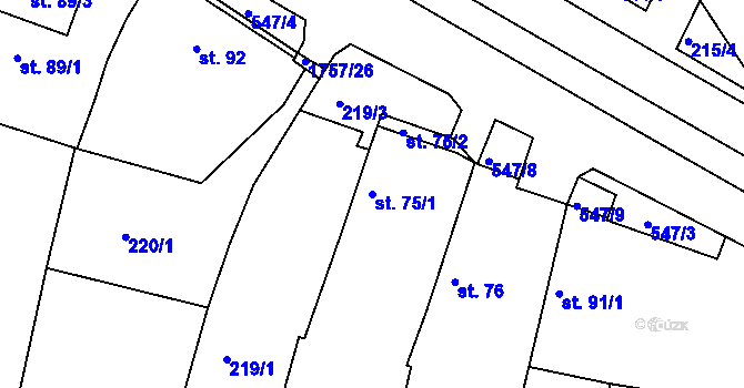 Parcela st. 75/1 v KÚ Neplachov, Katastrální mapa