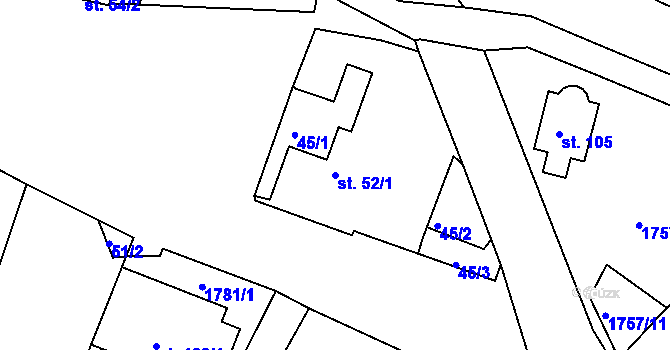 Parcela st. 52/1 v KÚ Neplachov, Katastrální mapa