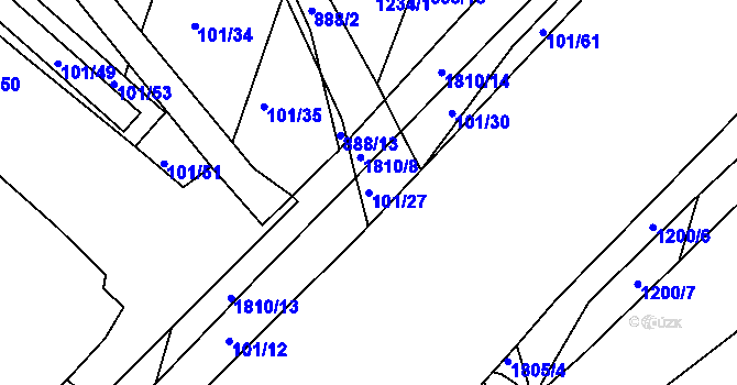 Parcela st. 101/27 v KÚ Neplachov, Katastrální mapa