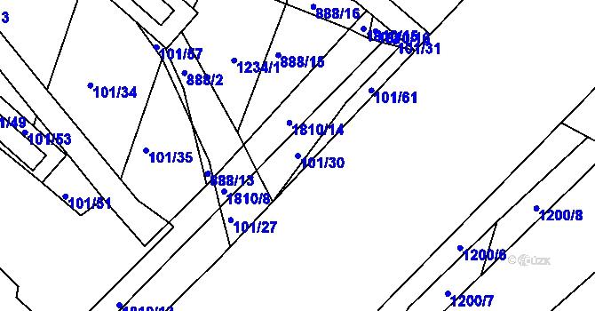 Parcela st. 101/30 v KÚ Neplachov, Katastrální mapa