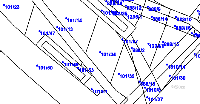 Parcela st. 101/34 v KÚ Neplachov, Katastrální mapa