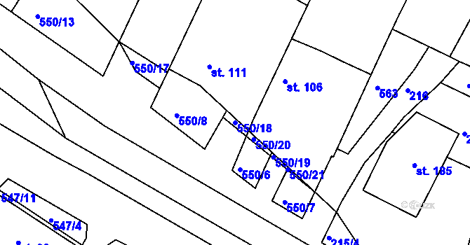 Parcela st. 550/18 v KÚ Neplachov, Katastrální mapa