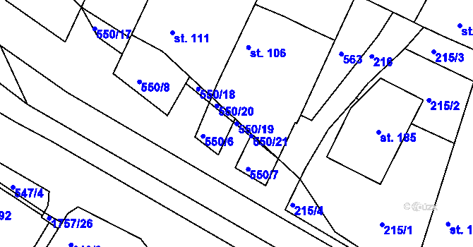 Parcela st. 550/19 v KÚ Neplachov, Katastrální mapa