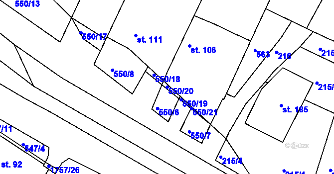 Parcela st. 550/20 v KÚ Neplachov, Katastrální mapa