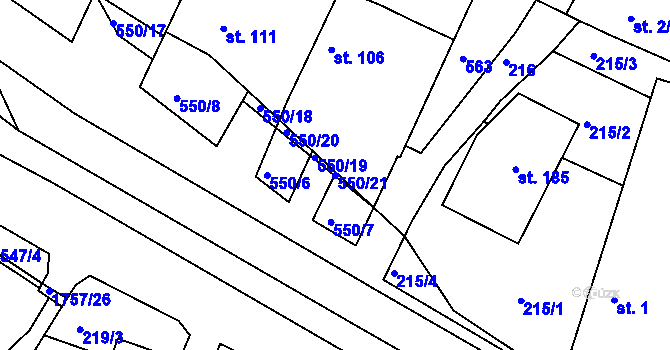 Parcela st. 550/21 v KÚ Neplachov, Katastrální mapa